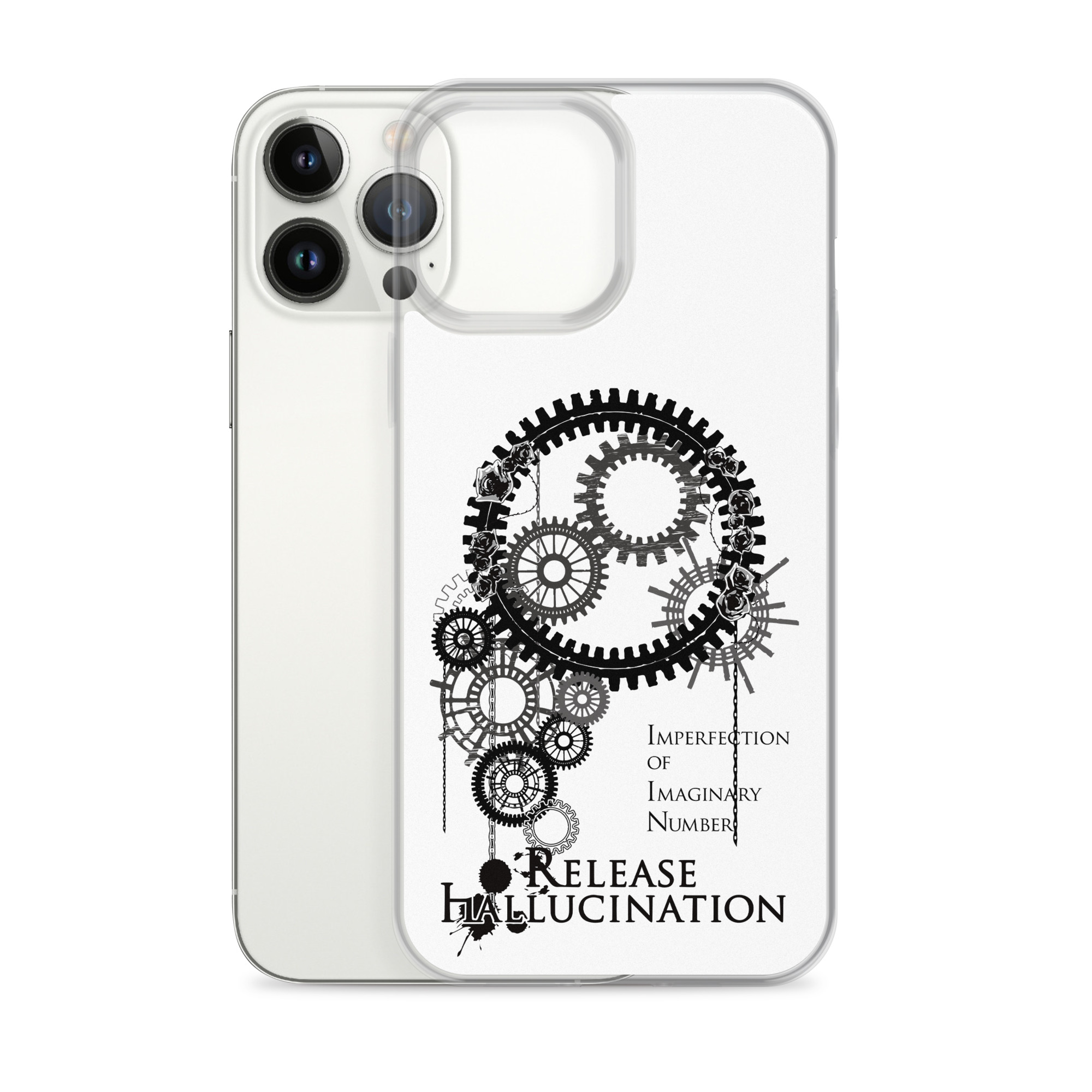 Black Gear Clear White Case for iPhone®13 and later, Pro and Pro Max