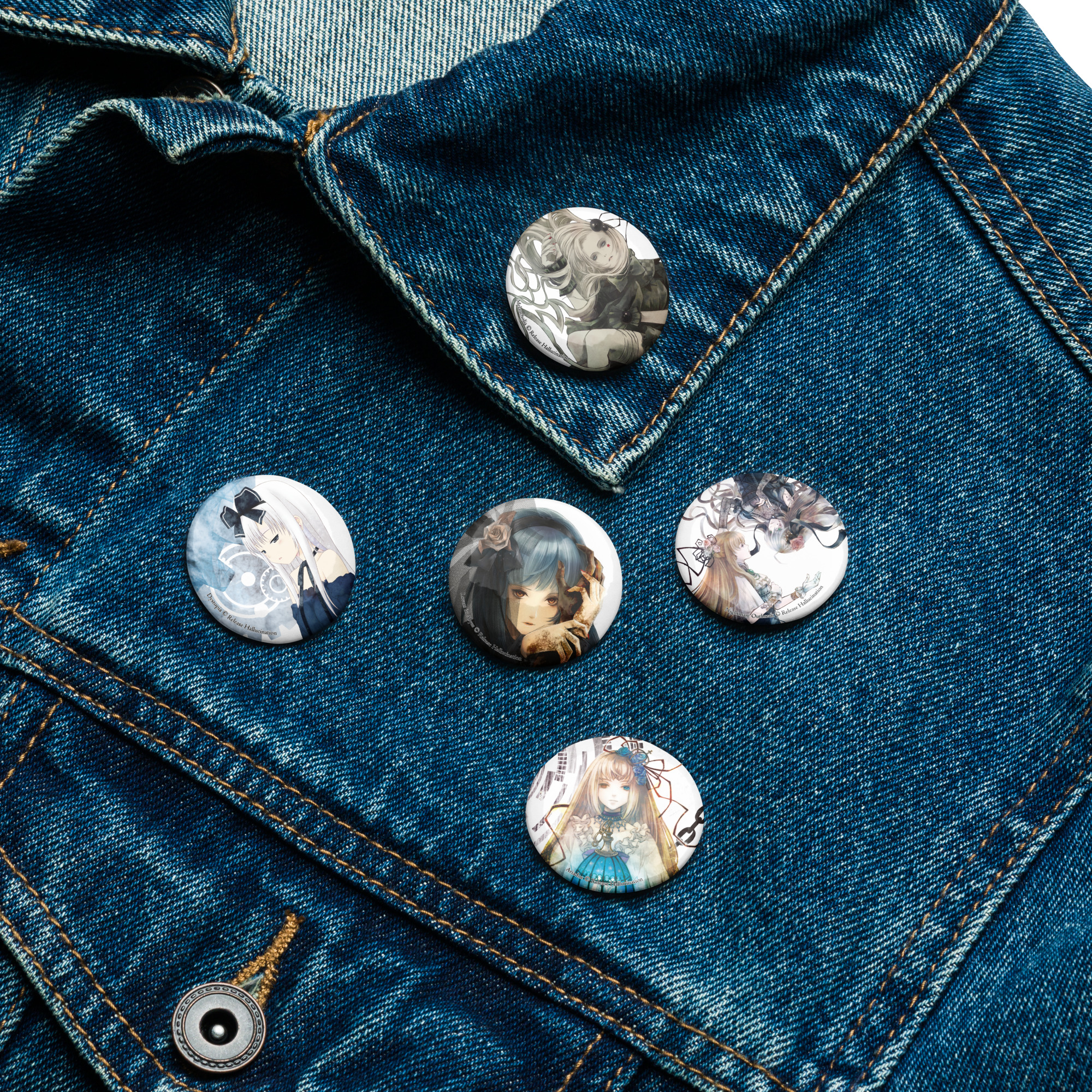 Set of pin buttons‐A‐